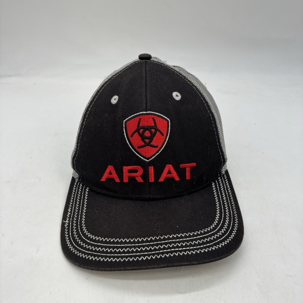Ariat Hat Workwear Contrasting Red Logo Cap Black Mesh Back Trucker 1515866